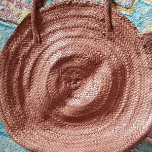 Dragon Diffusion Brown Leather Woven Circle Bag
